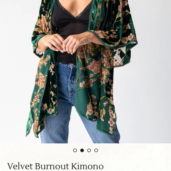 NATURAL LIFE Elegant Black Burnout Velvet Floral Kimono - Picture 13 of 15